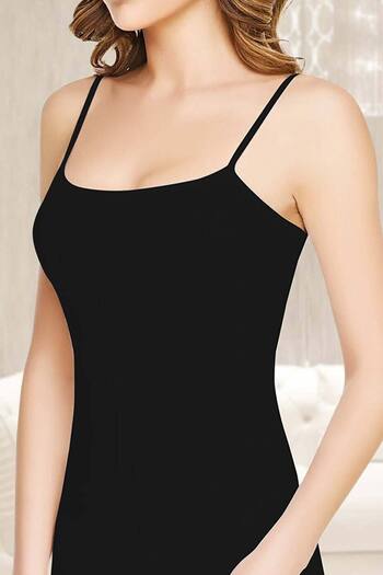 Nana & Mayka Moda Tutku 6-Piece Women's Ribbed 100% Cotton Rope Strap Black Undershirt 0135