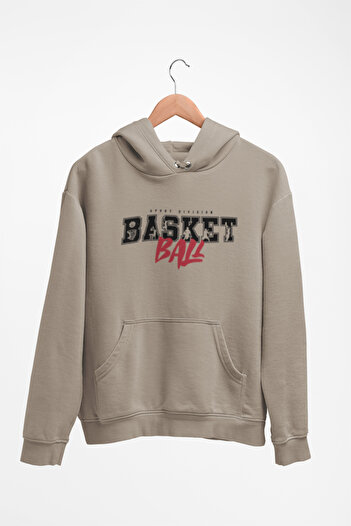 Tshirto ΜΠΑΣΚΕΤ Φούτερ με κουκούλα με στάμπα με 3 κλωστές μαύρο/μπεζ/ναυτικό μπλε