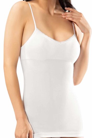 ERDEM İÇ GİYİM Erdem White Lacy Padded Seamless Undershirt 602