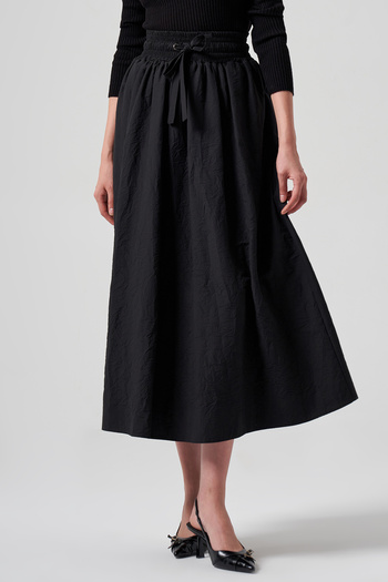 Nuss Black Parachute Fabric - Elastic Waist Skirt 8004