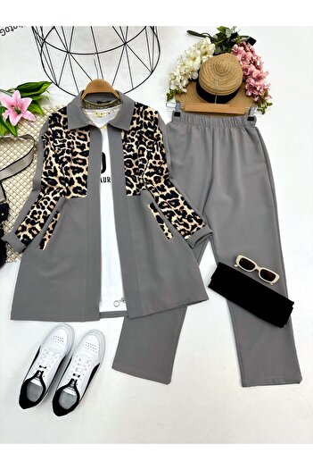 YEDİLALE Double Suit with Leopard Pocket