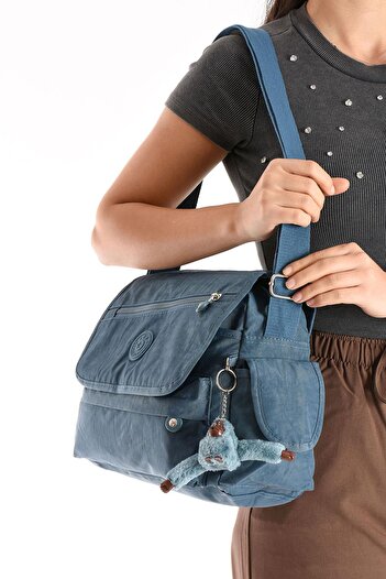 571 Collections Çanta Çapraz Askılı Ultra Hafif Çok Cepli Omuz Çantası Mavi (Model: 571-6N)