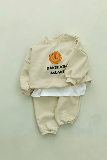 ADABEBEK New Season Uncle's Lion Printed 2-Piece Baby Suit 10115