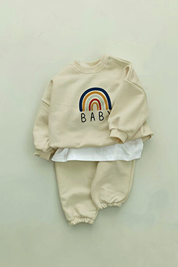 ADABEBEK New Season Rainbow Printed 2-Piece Baby Set 10057