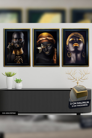 Evinemoda African Woman 3 Piece Framed Painting Cvplk