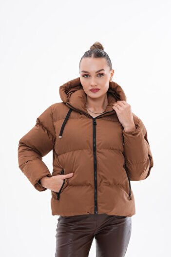 ŞİMAL Women's Gel Padding Hood Detailed Puffer Coat 255305 -