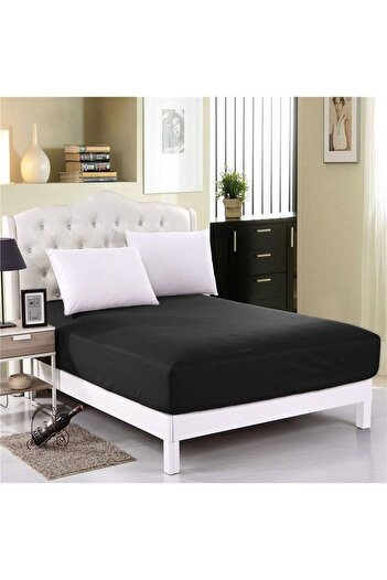 Home 100% Cotton Black Combed Cotton Elastic Sheet Single