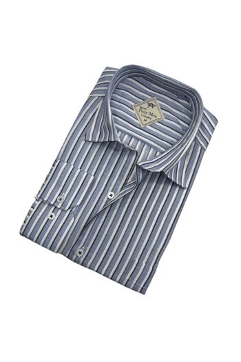 GÖMLEK GALERİSİ Classic Relaxed Fit Striped Long Sleeve Men's Shirt