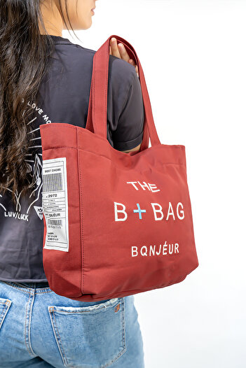 BQNJEUR The B+Bag Uzun Askılı Kanvas Kumaş Omuz Çantası
