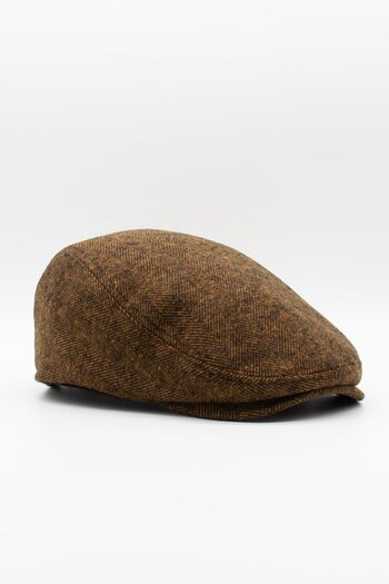 Külah Herringbone Patterned Men's Cap - Thermal Wool, Copper Color