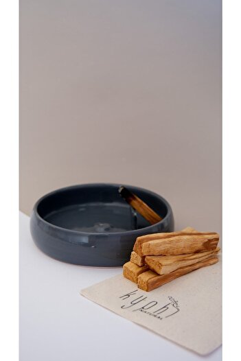 Kyphi Natural Siva El Yapımı Seramik Tütsülük Ve 40gr Palo Santo Ağaç Tütsü