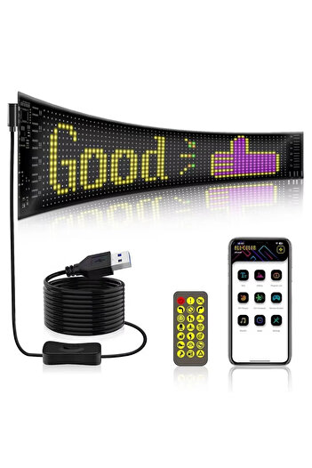 NAHAMİS TRADE 10,5 cm - 35 cm Silikon Led Ekran Matrix Panel Led Cama Yapışan Motor Araba Tır Yazısı Esnek Led