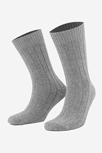 aytuğ çorap Unisex Alpaka Yünü Kışlık Soket Çorap 2'li Set Gri-Antrasit - Doğal, Sıcak ve Yumuşak Kışlık Tasarım