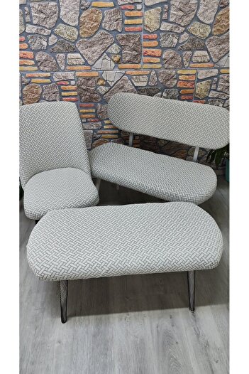 COVER TEKSTİL PUF BENCH KILIFI TAKIMI 2 SANDALYE 1 BECH 1 PUF KILIFI