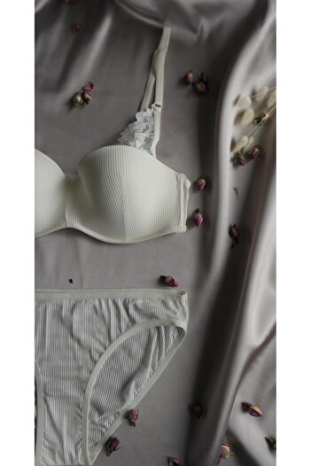 love secret Women's Lotus Striped Lace Bralet and Panty Set - Stylish and Comfortable Underwear