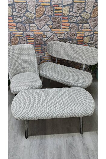 COVER TEKSTİL PUF BENCH KILIFI TAKIMI 2 SANDALYE 1 BECH 1 PUF KILIFI