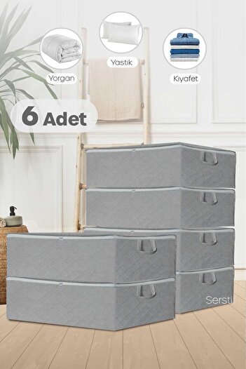 Serstil 6 Adet - Büyük Boy Bazaaltı Ve Çekyat Hurç 64 X 45 X 22 Cm Antrasit