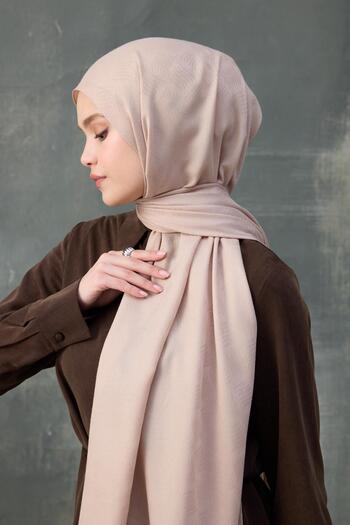 İpekhan Pink Wave Patterned Cotton Jacquard Shawl Fly - 8010-22