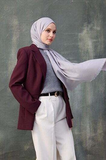 İpekhan Gray Wave Patterned Cotton Jacquard Shawl - 8010-09