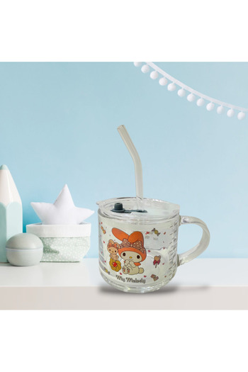ÇİLEKHOMEAVM Melody Kuromi - Glass Cup Mug with Straw and Handle