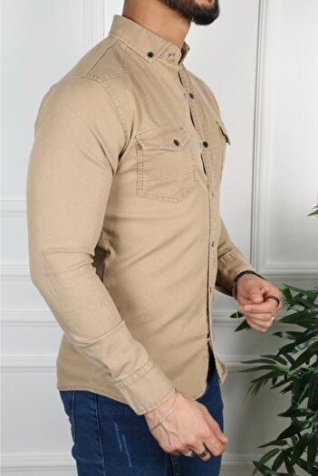çerme Men's Beige Denim Shirt Ç12
