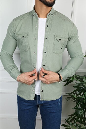 çerme Men's Green Denim Shirt Ç12