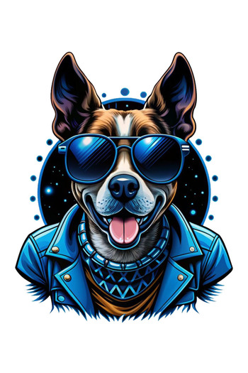 MegaSticker Autocolant pentru câine Carizma stil albastru 14x12 cm - mașină, motocicletă, cască, laptop, sticlă