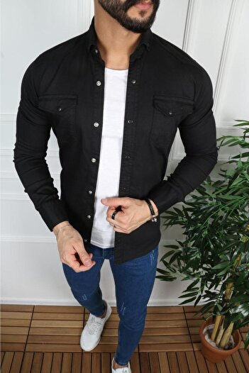 çerme Men's Black Denim Shirt Ç12
