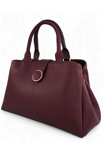 Evident Burgundy Women's Hand and Shoulder Bag with Three Separate Zipper Compartments