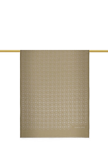 Bursa İpek Dark Stone Monogram Pattern Jacquard Silk Shawl