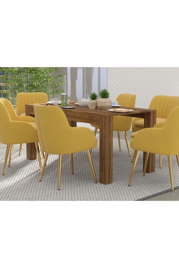 Mahmayi 6-Seater Wooden Dining Table for Kitchen, 160cm, Dark Hunton Oak Finish