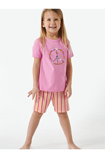Schiesser Pyjama Girls World Cotton Schlafanzug Schlafmode Bequem