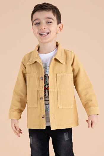 Cansın Mini Hardal Jean Ceketli Pantolonlu Erkek Çocuk 3lü Takım 20014