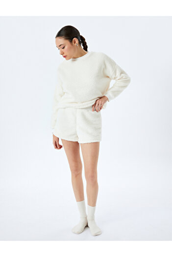 Koton Elastic Waist Plush Mini Shorts Pajama Bottoms