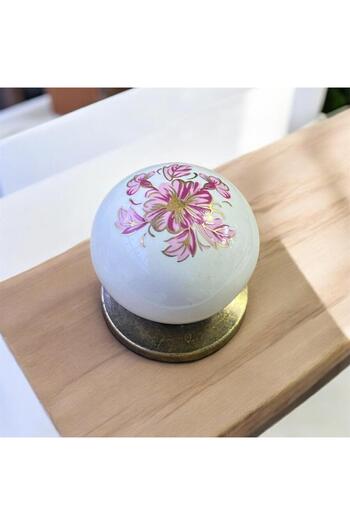 YAKUT AKSESUAR (Antique)- Porcelain Cabinet Handle Drawer Handle Kitchen Bathroom Furniture Kulb Handle -Ruby Button-Elf183