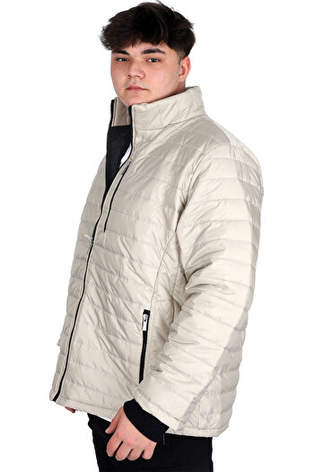 ModeXL Mode XL Büyük Beden Erkek Dik Yaka Kapitone Mont U24613 Bej
