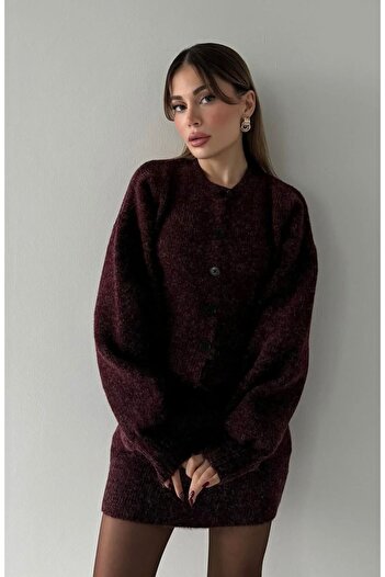 My Blog Burgundy Cardigan Skirt Set - 00377