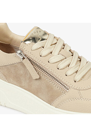 Greyder 33733 Kadın Ekru Hakiki Deri Sneaker Ayakkabı
