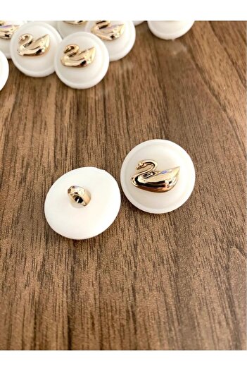 canan dizayn 25 mm 40 Size Gold Swan Button (8 Pcs)