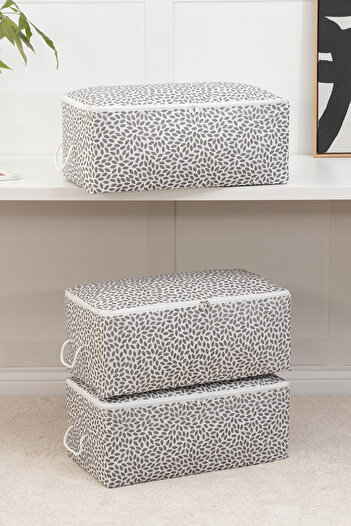REKHOME Leaf Gray Printed 3-Piece under Base Sweater - Pique Blanket Clothes Outfit Cover / 52X28X21
