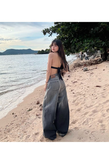 DEEFWEAR Y2k Gri Parçalı Baggy Jean Pantolon