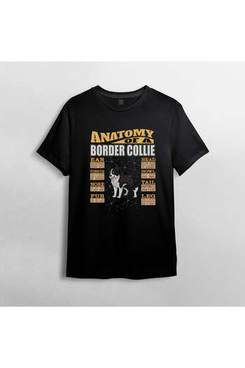Pixxa Ανατομία ενός σκύλου Border Collie 100% βαμβακερό μπλουζάκι με λαιμόκοψη μοντέλο 1