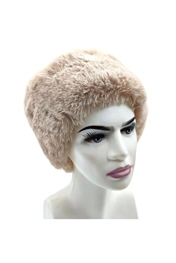 AXE SPORTSWEAR Winter Beige Faux Fur Detailed Soft Textured Plush Hip Bandana Neck Collar with Elastic Back