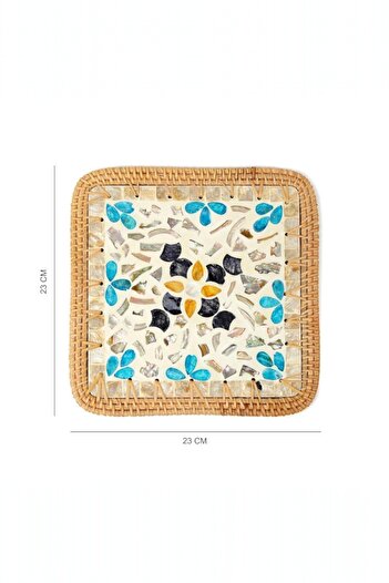 oceanpoint Rattan Trivet - Stylish and Natural Mosaic Design Table Decor (23cm)