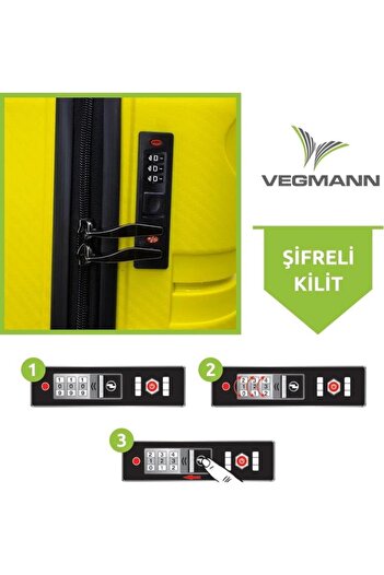 Bambus Home Vegmann Polipropilen (Pp) Atlas Su Yeşili 3lü Valiz Seti Kırılmaz Garantili