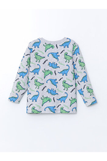 LC Waikiki LCW Kids Gri Bisiklet Yaka Dizanor Baskılı Erkek Çocuk Pijama Takım