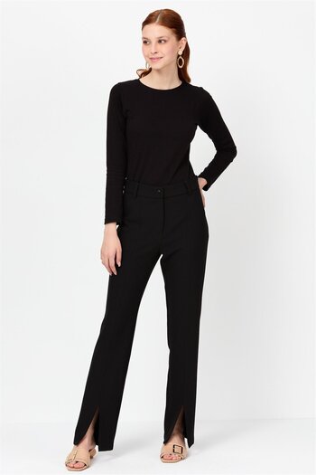 FA Butiq Nihan Front Slit Trousers Black