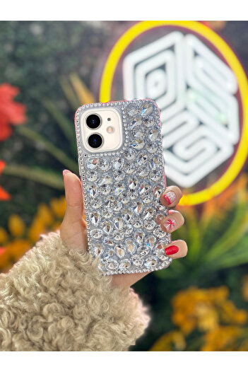 OSG iPhone 12-12 Pro Case (Compatible with 2 Models) Ultra Luxury Colorful Drop Stone Kokoş Case
