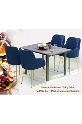 Mahmayi 72 BLK Wooden Dining Table U-Leg, 4-Seater for Kitchen-120cm, Anthracite Metal Rocks Finish