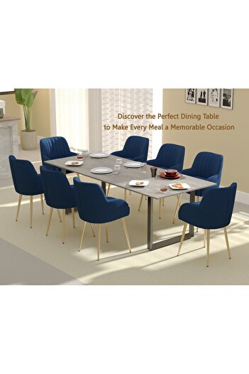 Mahmayi 136 BLK Wooden Dining Table Loop-Leg, 8-Seater-240cm, Anthracite Metal Rocks Finish